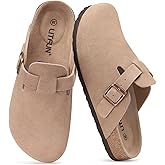 Litfun Unisex Genuine Suede Clogs Soft Footbed Leather Potato Shoes Comfort Slip On Clogs with Arch Support