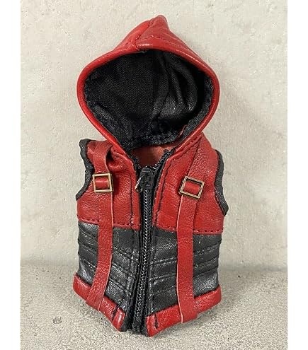 1/12 Scale Red Leather Vest For Mezco One:12 Arsenal Action Figure (Vest Only, No Figure Included)