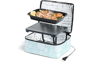 HOTLOGIC Mini Portable Electric Lunch Box Food Heater - Innovative Food Warmer and Heated Lunch Box for Adults Car/Home - Easily Cook, Reheat, and Keep Your Food Warm - Aquafloral (120V)