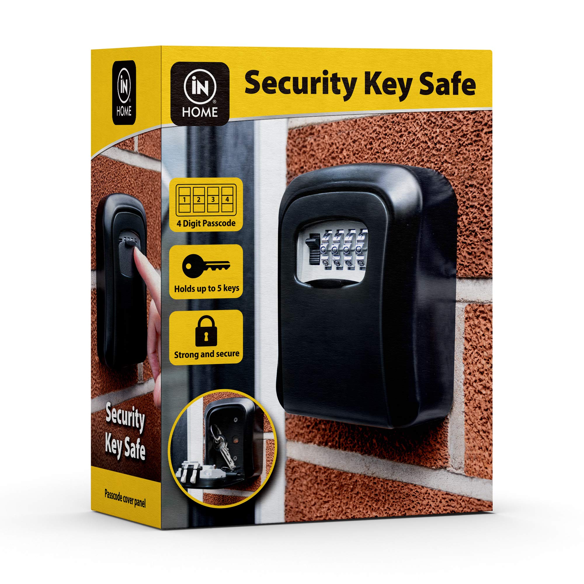 iN Key Safe - 4 Digit Combination Security Key Safe Wall Mounted – Easy Installation Key Holder – Safety Lock Box – Outdoor Storage Box - Key Lock Box – Weather Resistant