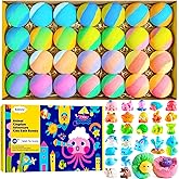Bath Bombs for Kids with Surprise Inside, 28 Fun Fizzy Shower Bombs with Land & Sea Animal Toys, Kid-Friendly & Non-Toxic, Birthday Party Favors, Holiday Stocking Stuffers for Girls and Boys