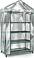 Plant Greenhouse on Wheels with Clear Cover - 4 Tiers Rack Stands- Indoor Outdoor Portable Solution Kit for Home - Herb and Flower Garden Green House