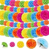 Syhood 50 Pcs Jumbo Day of The Dead Marigold Flower Bulk Artificial Dia De Los Muertos Decorations Fiesta Flowers for Mexican Backdrop Party Floral with Stems DIY Marigold Garland