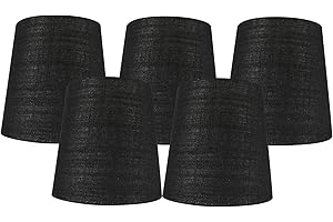 Meriville Set of 5 Black Linen Clip On Chandelier Lamp Shades, 4-inch by 5-inch by 5-inch