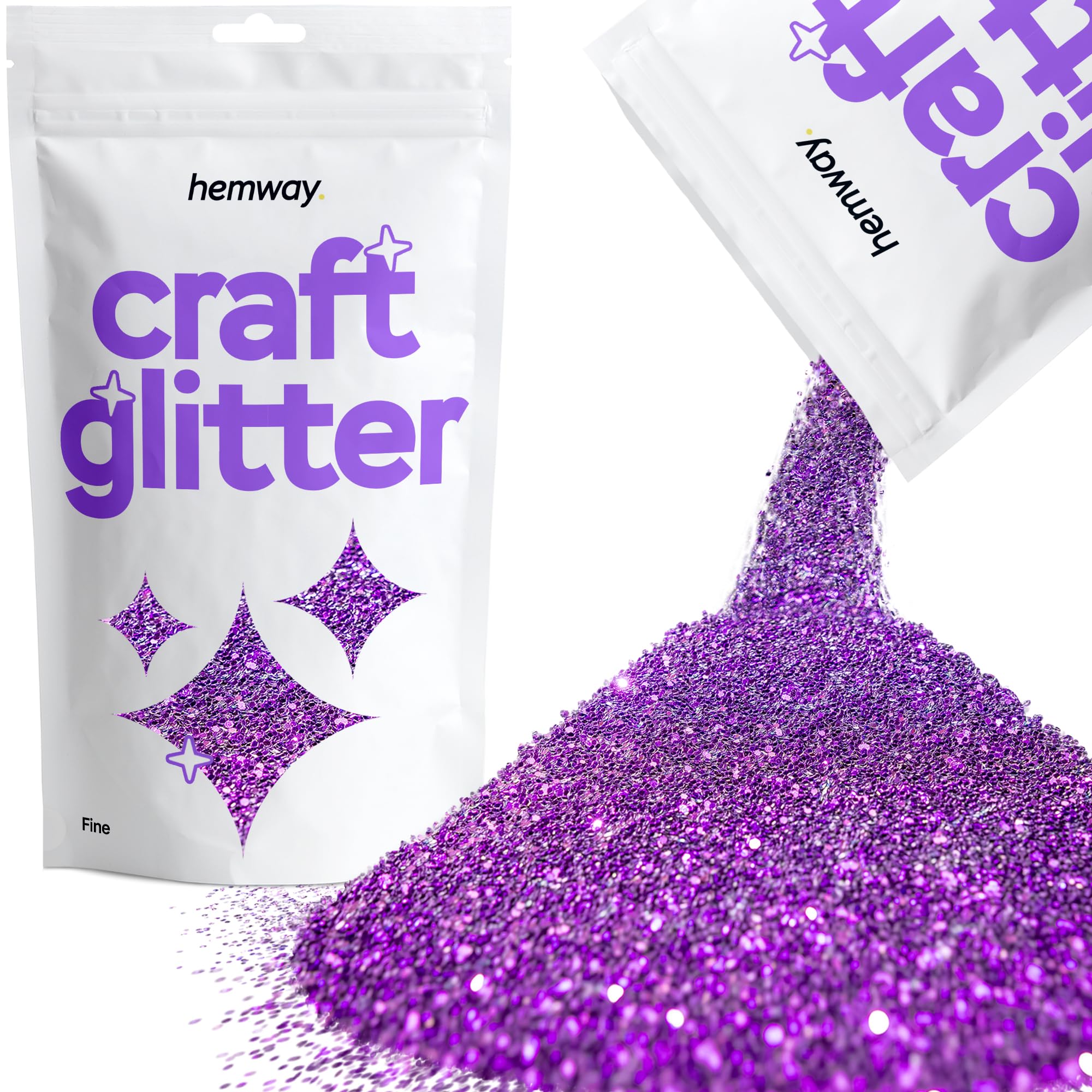 Hemway Craft Glitter Purple 100g Fine Glitter for Crafts, Resin, Cosmetic, Nail, Face, Body, Festival, Tumblers, Art, Candle, Crafting