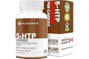 Nutrawave PURE 5-HTP 200mg Capsules – 5-HTP Supplement for Women & Men – Non-GMO, Vegan, Gluten-Free – 90 Capsules