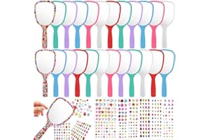 24 Pcs Handheld Mirror DIY Decorate Your Own Mermaid Princess Mirror for Birthday Party Supplies Crafts Mermaid Game Decorati