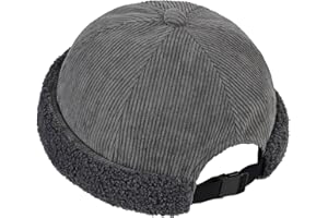 Croogo Corduroy Brimless Hat Winter Warm Docker Hat Rolled Cuff Docker Cap Adjustable Worker Cap Unisex