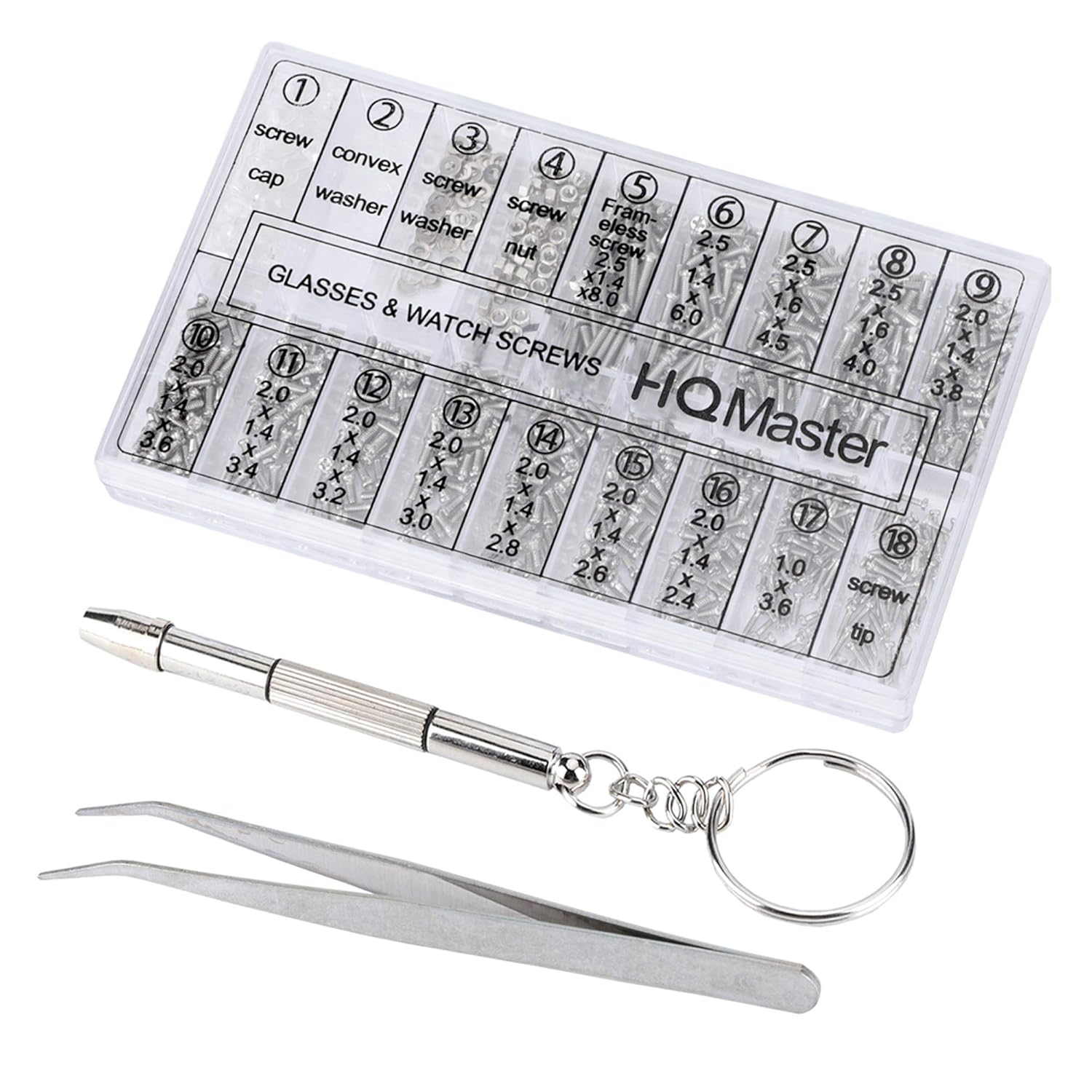 HQMaster Eyeglass Repair Kit, 1000Pcs Sunglasses Watch Tiny
