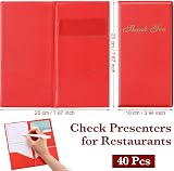 Geyee 40 Pack Red Vinyl Restaurant Check Presenters Guest Bill Card Holder view 2