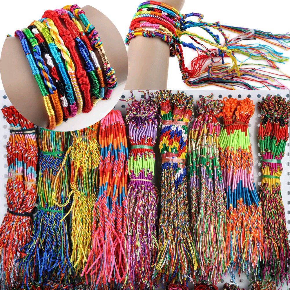 Yoogeer 50pcs Wholesae BULK Jewelry lots Colorful Braid Friendship Cords Strand Bracelet