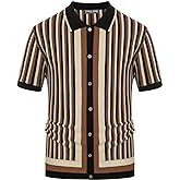 PJ PAUL JONES Men's Polo Shirts Retro Knit Shirt Vintage Striped Shirt