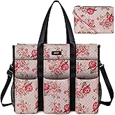 IBFUN Utility Tote Bag with 14/24 Pockets Zip Top Teacher Tote Bag for Teacher/Work Women