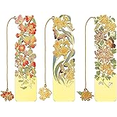 Sgbvzbd 3 PCS Metal Bookmarks - Beautiful Flower Bookmarks, Chrysanthemum, Pomegranate Flowers, Narcissus