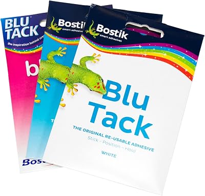 [Pack of 3] Bostik Blu Tack 48g Reusable Adhesive Sticky Putty Assorted Colors