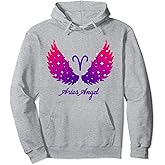 Aries Angel Zodiac Sign with Angel Wings Aries for Women Pullover Hoodie