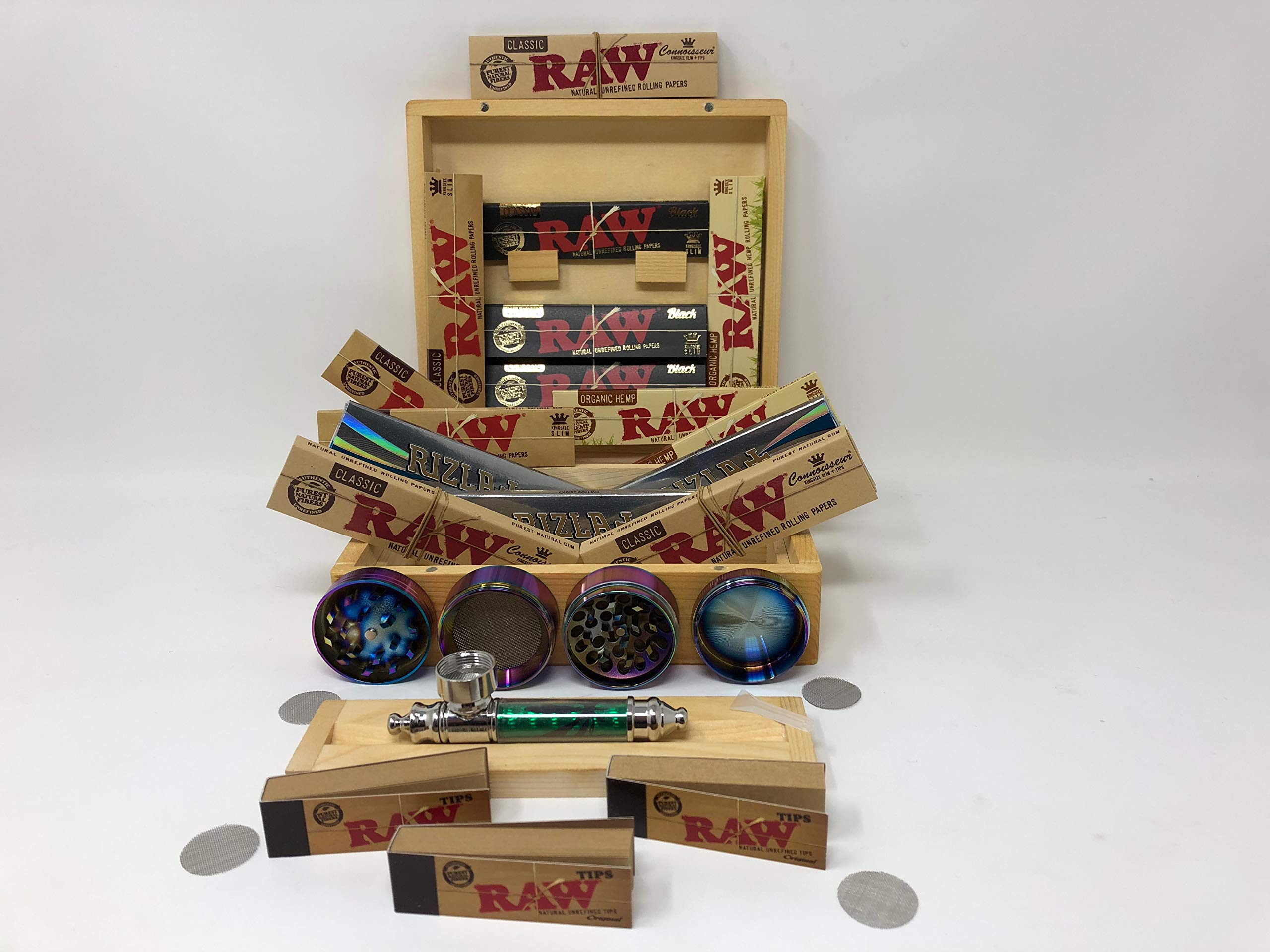 Raw Rizla Connoisseur Natura Classic Organic Black Combi Roach Filter Tips Rolling Box And Paper Gift Set For Fathers Day Christmas Birthdays (Raw 1)