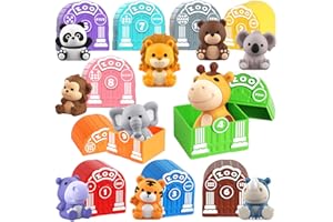 AUROTOPS Toddler Toy for 1 2 3+ Years Old, Learning Toy for Toddlers with 20PCS Safari Animal Toy, Montessori Educational Toy for Kids, Christmas Birthday Gift with 10 Animals &10 Houses for Babies Boys Girls