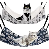 Admaison Cat Hammock for Cage Hanging Reversible 2Pack,Pet Hammock Bed Adjustable,Soft Sleeping Hammock for Cats,Ferret,Puppy,Rabbits,Small Animals (M, CAT)