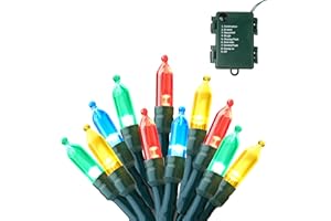Joiedomi LED Christmas Lights Outdoor,16.3FT Battery Operated Christmas Light with 8 Modes,50 Multicolor Xmas Tree Lights Indoor,Multifunction Green Wire String Lights for Christmas Decor Party