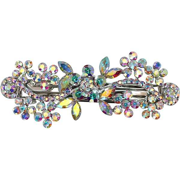 Faship Haarspange Mit Floralem Strass-Design – Transparent, Zinklegierung, Ca. 6,1 Cm, Für Hochzeit & Festliche Anlässe