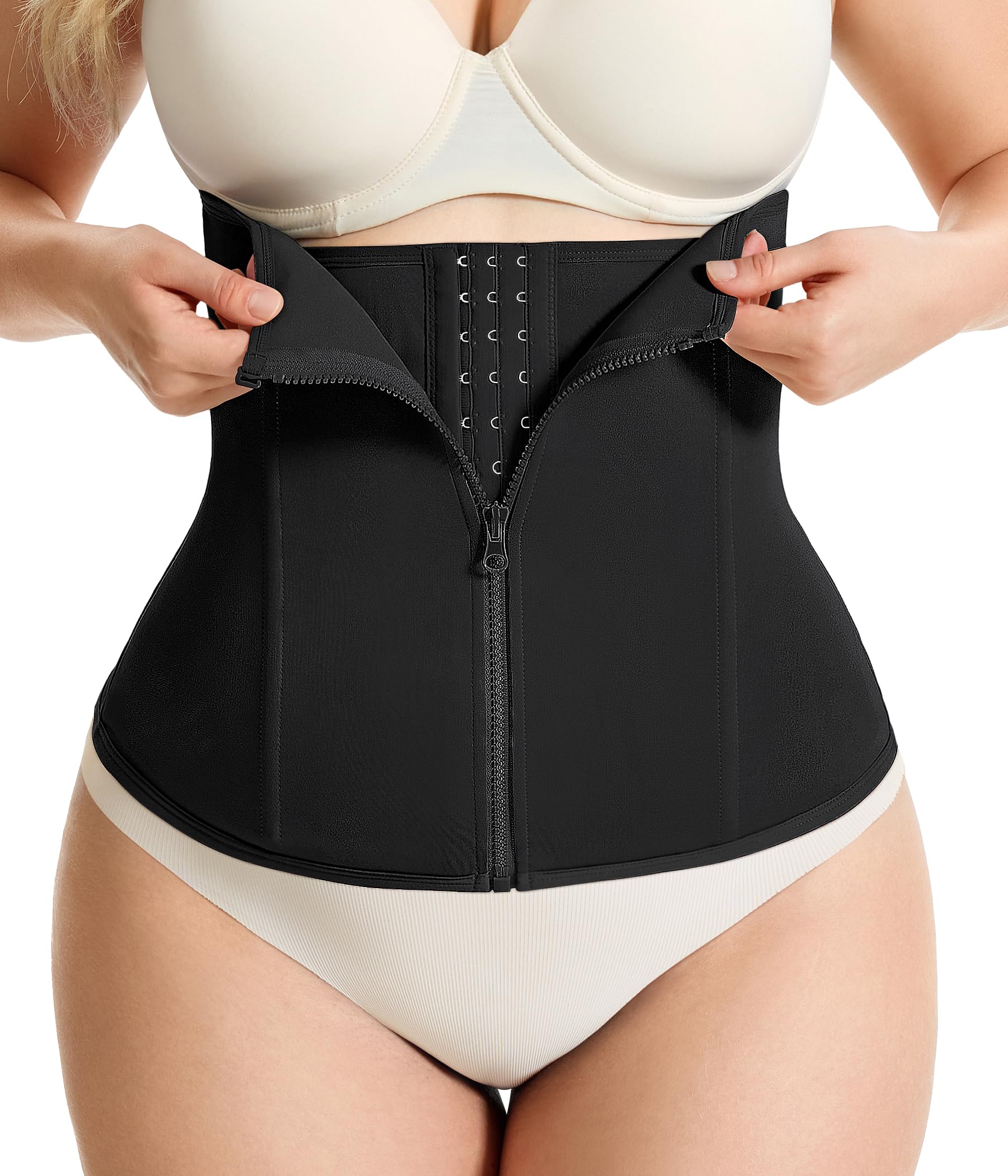 Photo 1 of (2XL) Gotoly Waist Trainer for Women Zipper Corset Shapewear Tummy Control Faja Body Shaper Waist Cincher Workout Girdle(Black,XX-Large)