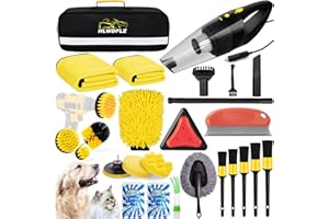 HLWDFLZ 26PCS Car Wash Cleaning Kit with High Power Handheld Vacuum, Car Detailing Kit Interior Cleaner, Detailing Brush Set, Cleaning Gel, Pet Hair Car Cleaning Tools, Complete Car Care Tools