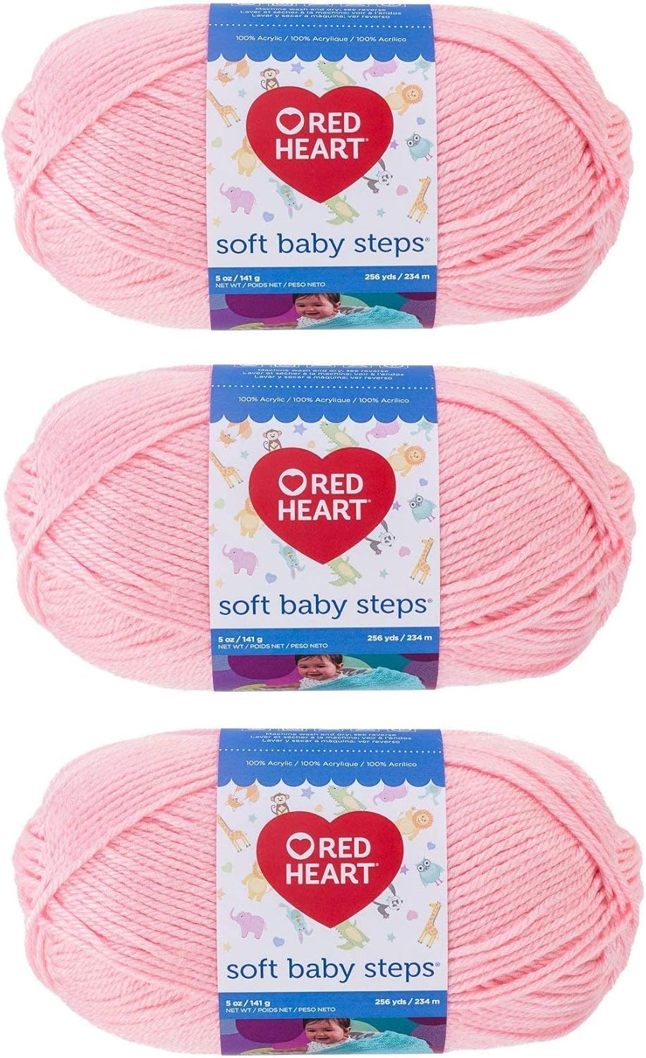 Red Heart E746-9700 Red Heart Soft Baby Steps Yarn - Baby Pink