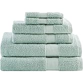 Comfort Spaces Turkish Bathroom Towel Set 6 Piece Luxury Bath Towel Set 2 Hand Towel for Bathroom 2 Washcloth 2 Large Bath Towel Sets Long Staple Soft Quick Dry Towel Set Seafoam Green