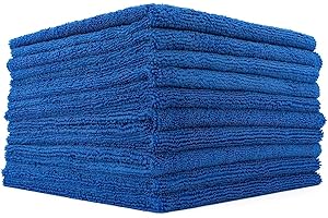 The Rag Company - Edgeless 365 Microfiber Towels (10-Pack) Premium 70/30 Blend, Professional Polishing, Wax Removal, Auto Detailing, 365gsm, 16in x 16n, Royal Blue