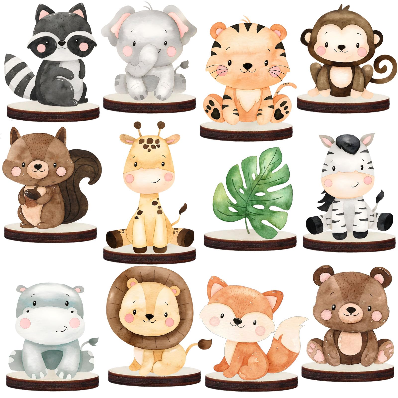 Photo 1 of 12pcs Safari Centerpieces for Safari Baby Shower Decorations Cute Animals Wild One Birthday Decorations