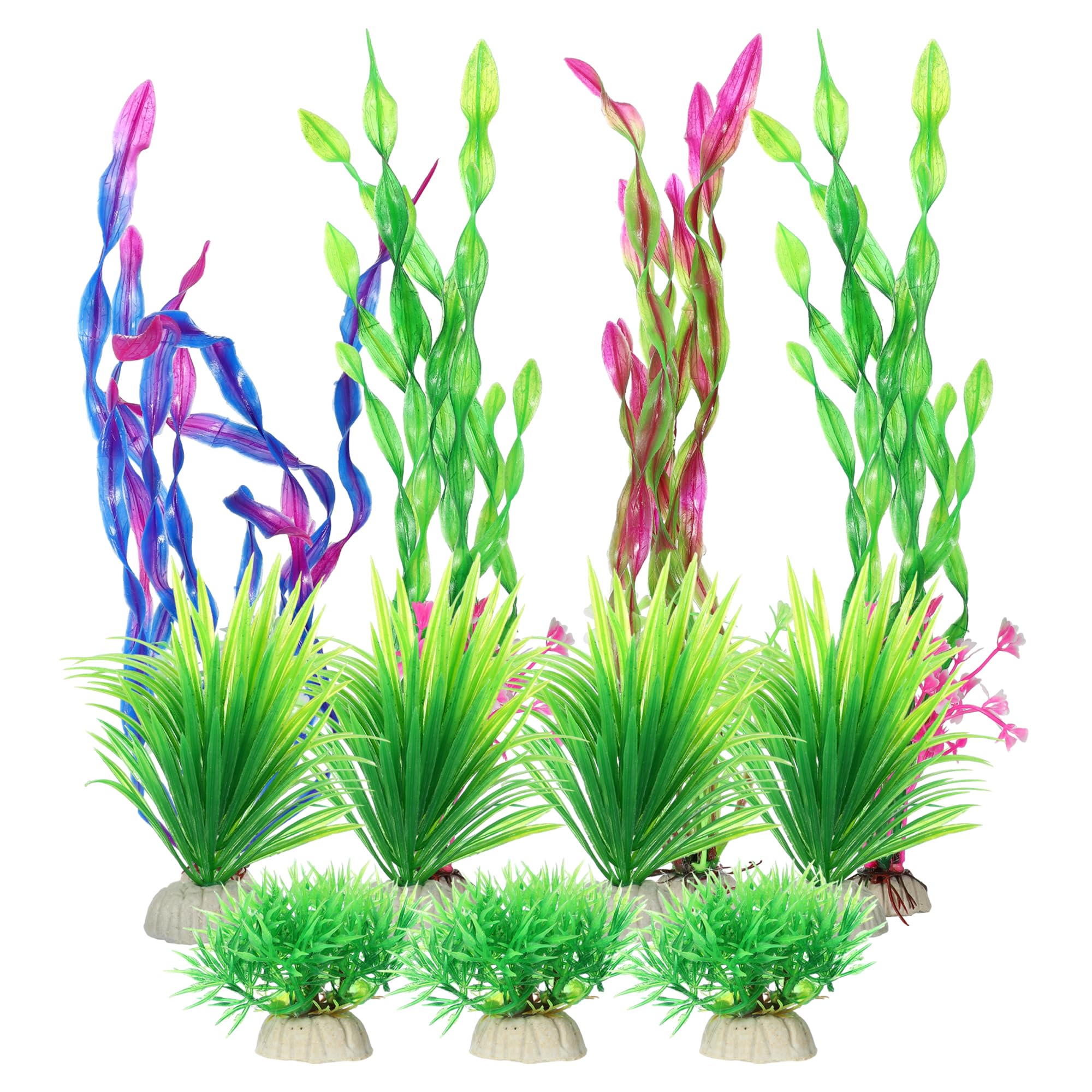 CAPASTEC Plastic Aquarium Plants, Colorful Fish Tank Plant Decorations Set, Artificial Aquatic Plants, Fish Tank Accessories Plants for Aquarium Decorations (Assorted Color, 11pcs)