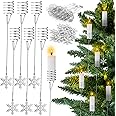 20 Pcs Silver Christmas Tree Candle Holders Metal Candle Holder with Snowflake Ornaments for Christmas Tree Balance Candlestick for Winter Xmas Indoor Outdoor Party Decoration