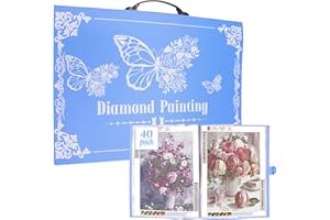 ZYNERY A2 Diamond Painting Storage Book Handheld, 40 Pages Diamond Art Portfolio, Large Diamond Art Storage Folder Suitable for 12x16 inch Diamond Painting (Blue)
