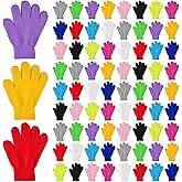 Mototo 72 Pairs Kid's Winter Warm Magic Gloves Bulk Colorful Children Stretchy Full Finger Knitted Gloves Boys Girls Student Mittens Gloves, 12 Colors Multicoloured