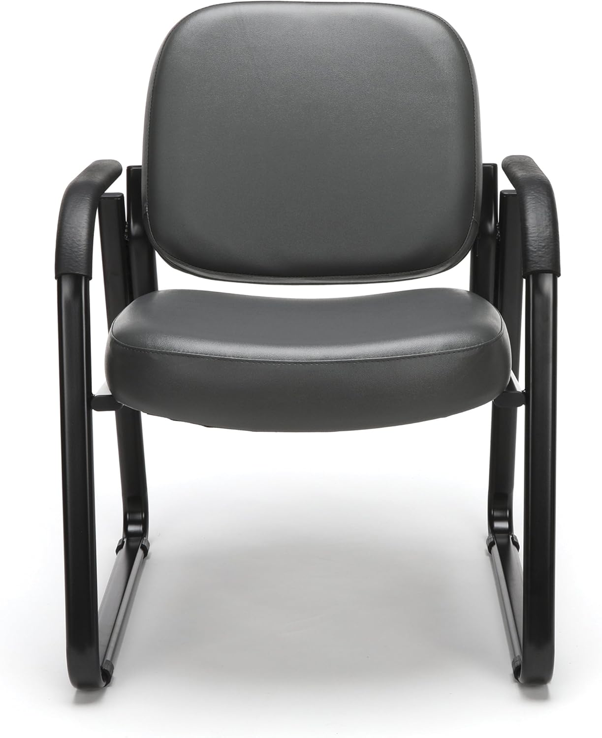 OFM Core Collection Vinyl Guest and Reception Chair with Arms and Extra Thick Cushion, in Charcoal: Furniture & Decor