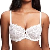 DOBREVA Women's Lace Sexy Bra Unlined Balconette Bras Plus Size See Through Minimizer Underwire Full Coverage