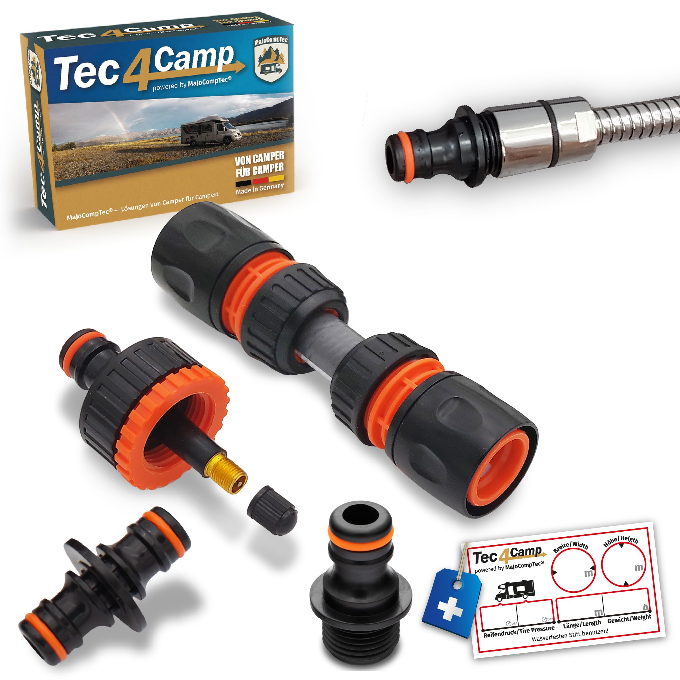 MaJoCompTec® DRYTUBE Adapter for Drainage, Frost Protection for Tap, Hose Reel, Water Pipe, Pressure Washer, Motorhome Garden Accessories (Drainage Set, Car Valve)