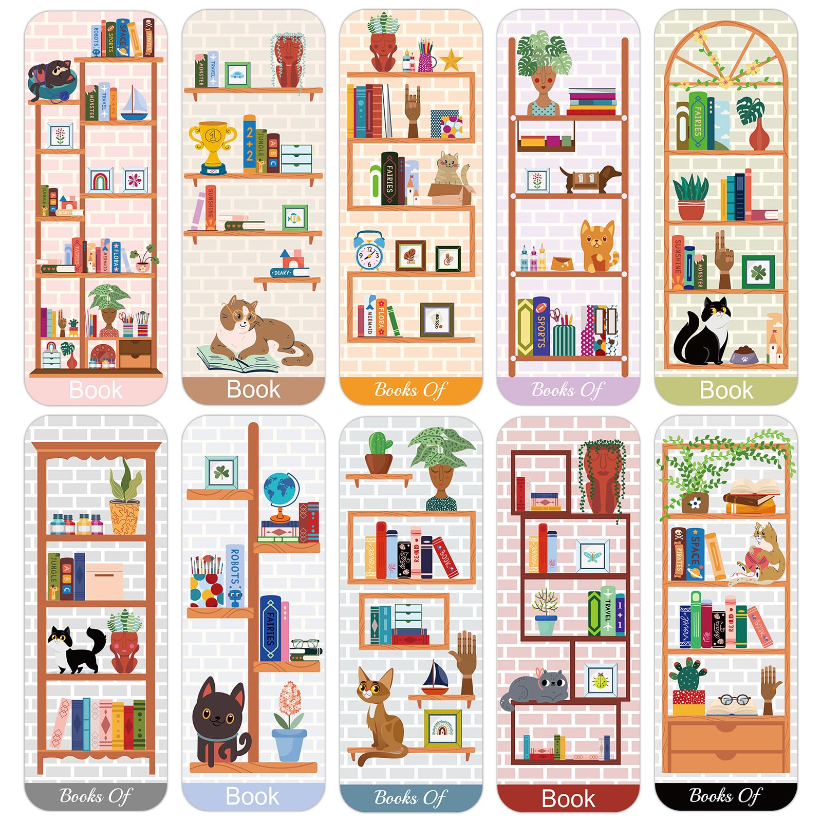 100pcs Cute Paper Bookmarks Multipack, Double-Sided Funny Bookmarks Bookshelf Book Marks Reading Book Markers Reading List Bookmarks Set Gifts for Students Teachers Book Lovers (Style 2)