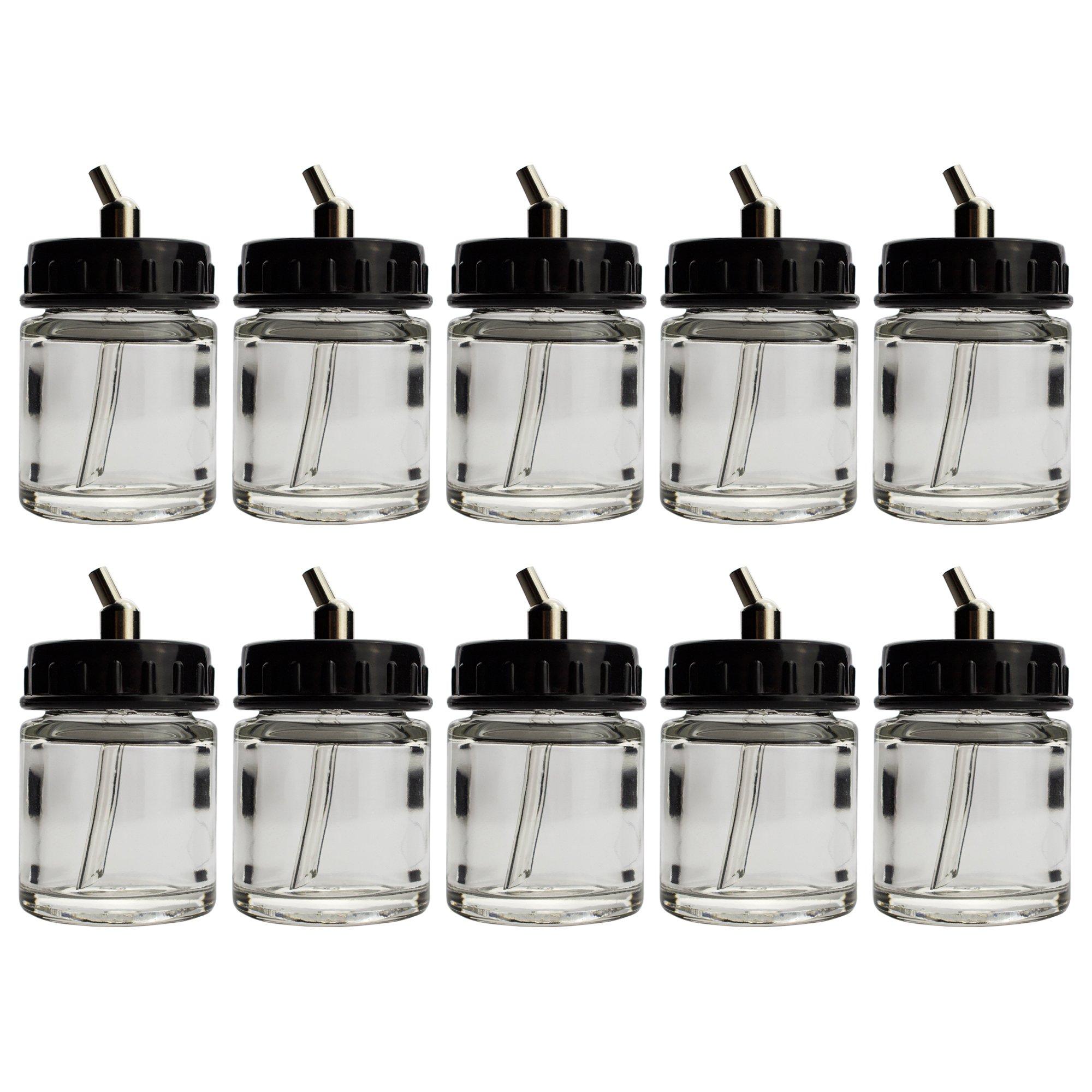 10 x 22 ml Airbrush Colours Glass Container 02 Paint Pot Mixing Glass Container Storage Glass with Connection for Airbrush Gun