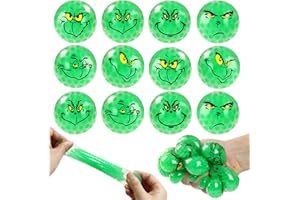 OFRYH 12PCS Christmas Squishy Fidget Stress Ball Toys,Mini Green Monster Bulk Stress Relief Sensory Toy for Adult,Christmas Stocking Stuffers,Christmas Toys Party Favors Gifts