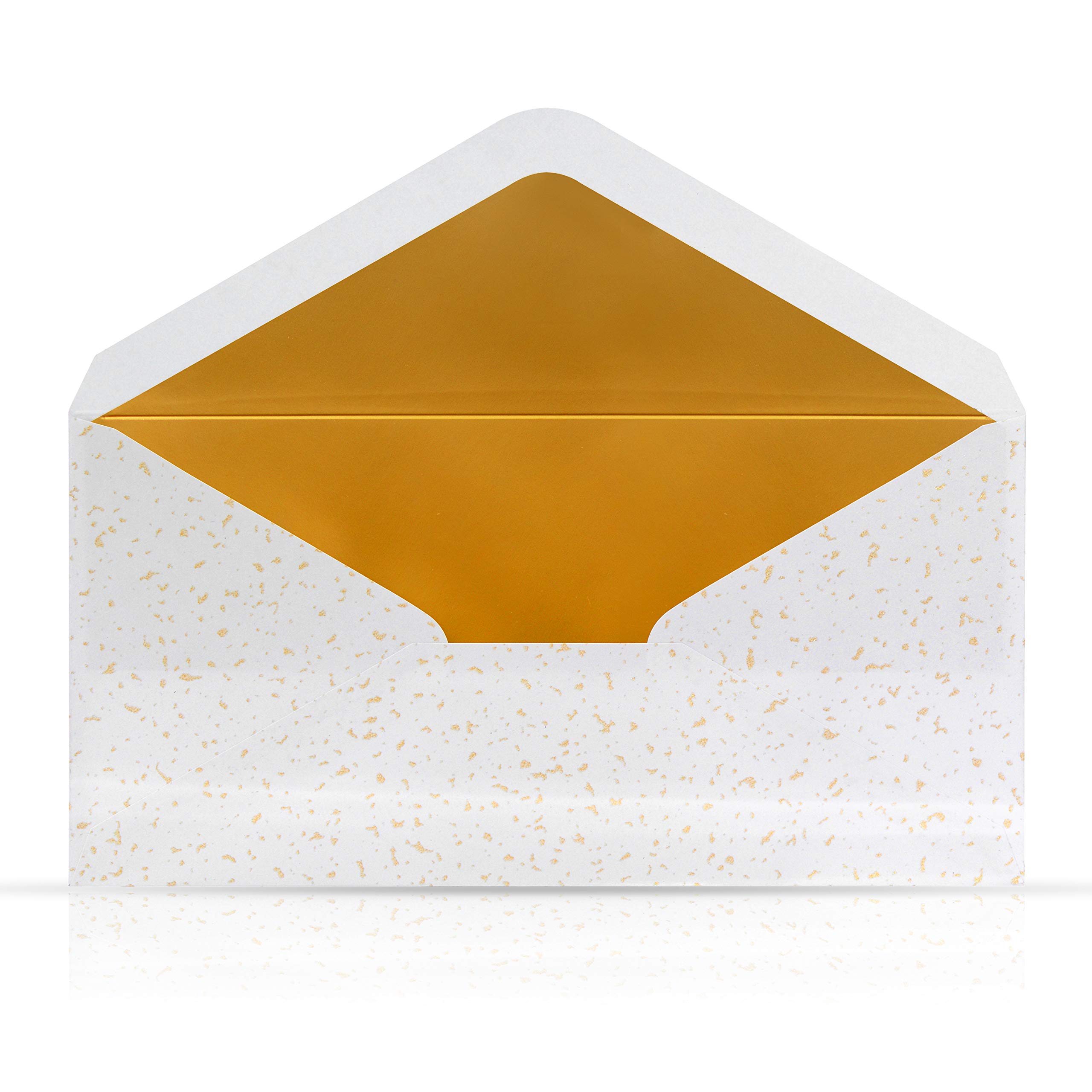 10 envelopes White with Gold Metallic Lining 110 x 220 mm for Greeting Cards Christmas vouchers Invitation