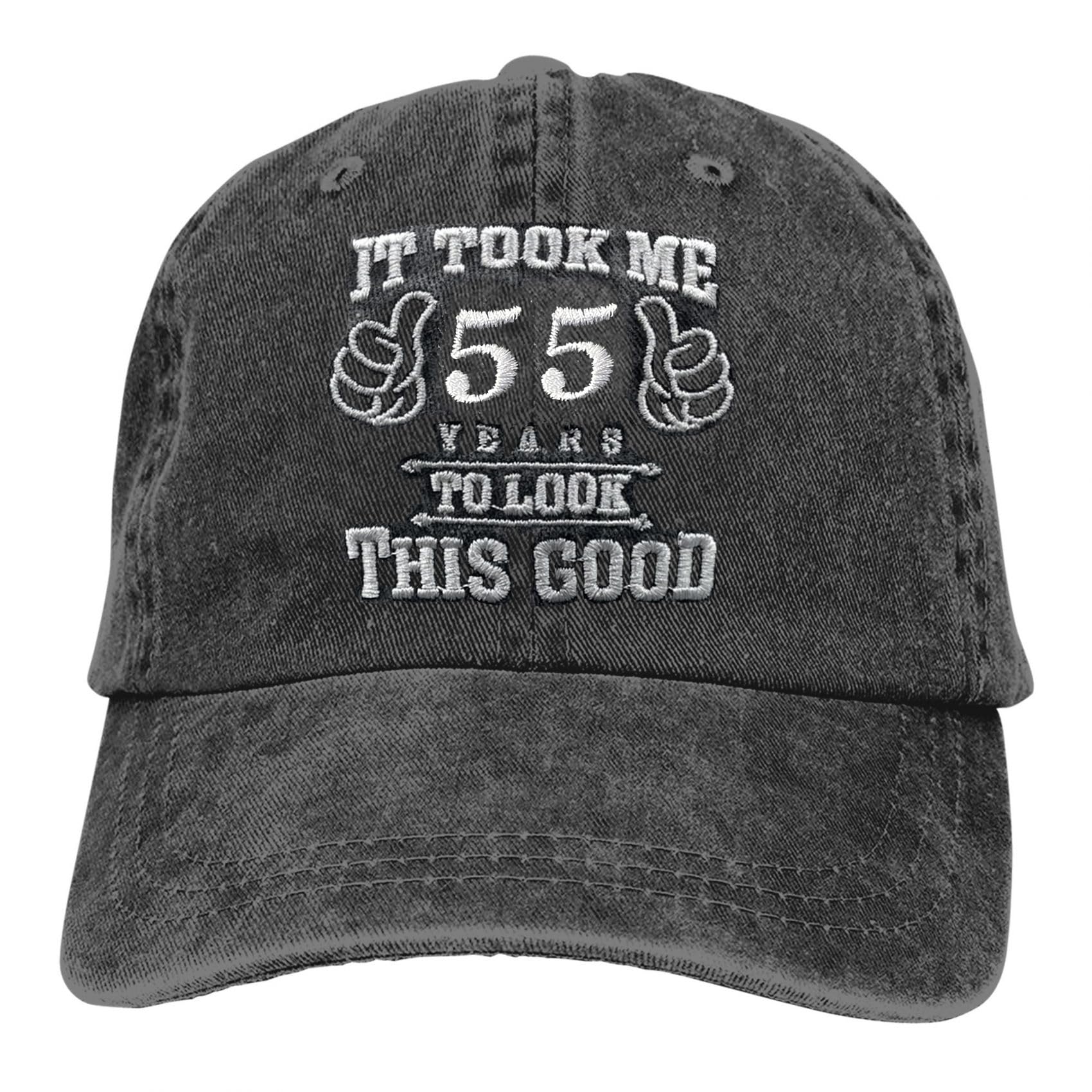 Photo 1 of RNFENQS 55th Birthday Gifts for Men Women, It Took Me 55 Years to Look This Good Embroidered Baseball Cap Black