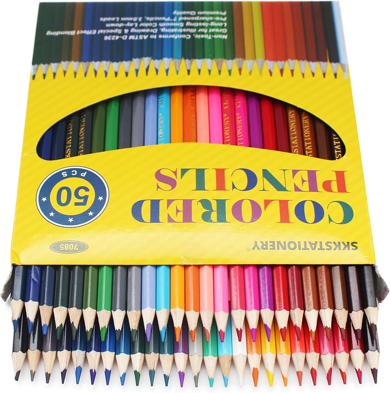 SKKSTATIONERY 50Pcs Colored Pencils,50 Vibrant Colors, Drawing Pencils for Sketch, Arts, Coloring Books, Christmas Halloween Gifts: Office Products