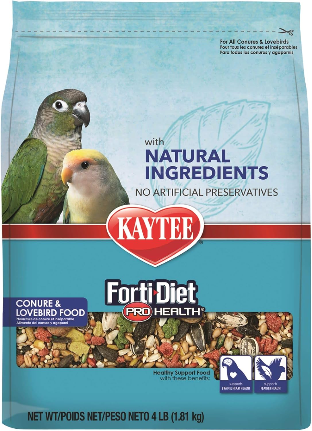Kaytee Forti-Diet Pro Health with Natural Colors Conure and Lovebird Food, 4 lbs.