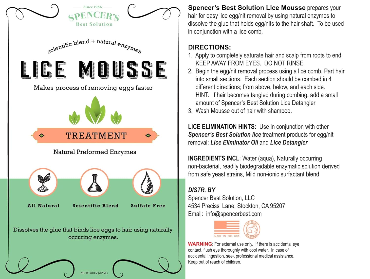 Amazon Com Lice Eliminating Mousse Natural Diy Home Prevention