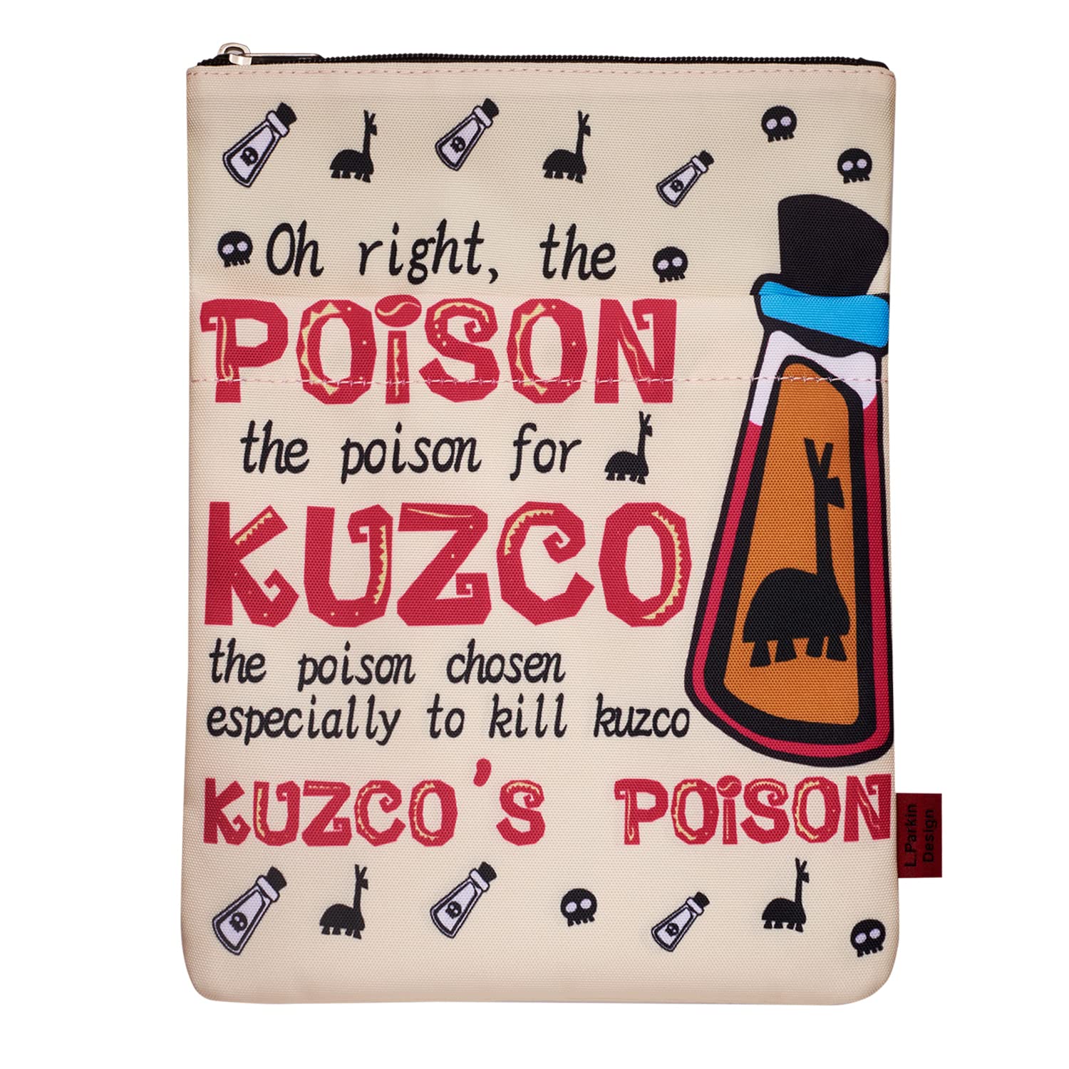 LParkin Poison Kuzco Cartoon Book Sleeve with Zipper for Book Lovers Protector Pouch Llama Sack Emperors Yzma