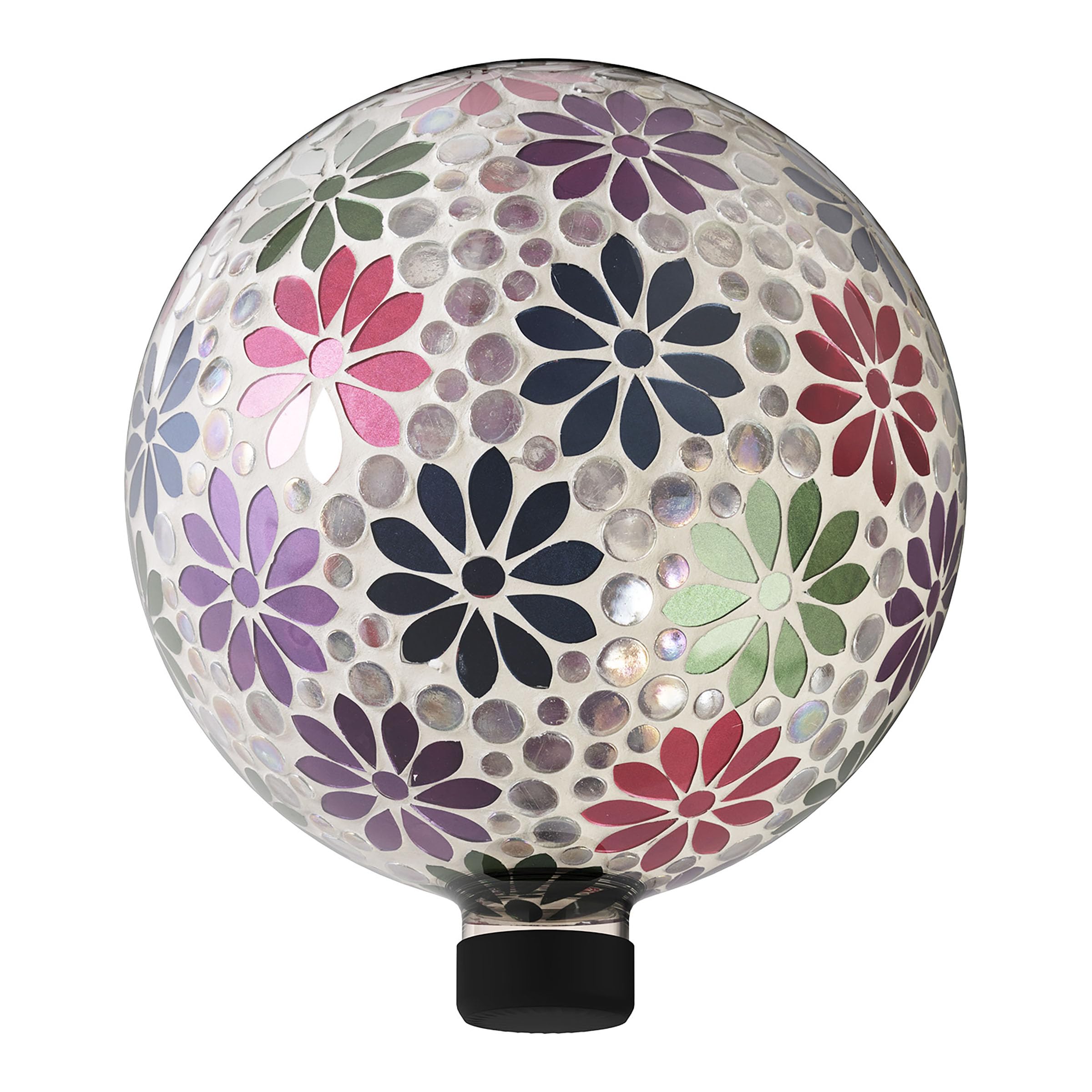 Alpine Corporation 10" Diameter Indoor/Outdoor Glass Mosaic Gazing Globe Yard Decoration, Colorful Daisy Design Image Alpine Corporation 10" Diameter Indoor/Outdoor Glass Mosaic Gazing Globe Yard Decoration, Colorful Daisy Design Image
