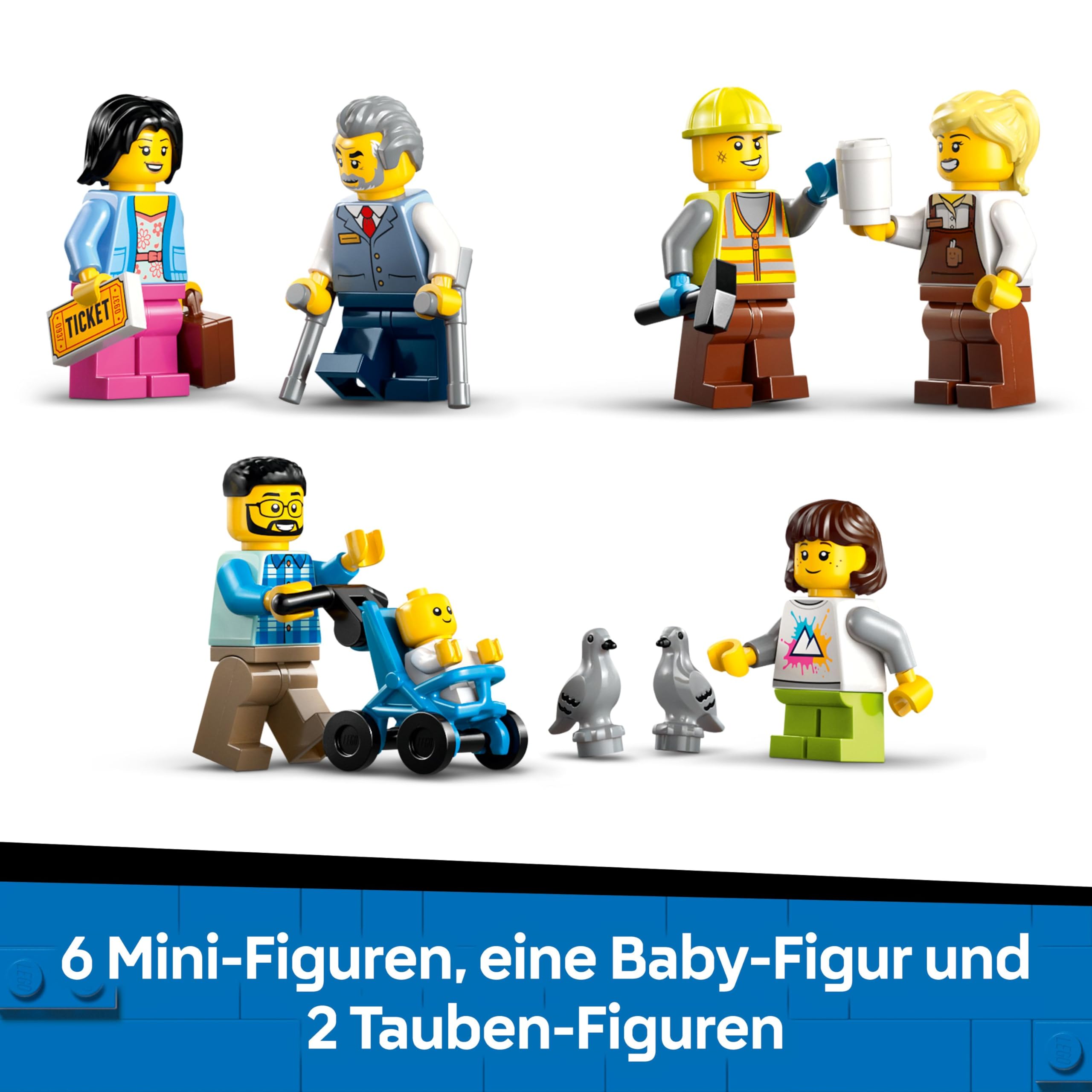 LEGO City Trains Hauptbahnhof - Wartungsfahrzeug-Spielzeug, funktionierendem Hublift, 2 Plattformen & 1 Gleisstück sowie 6 Minifiguren – Kreatives Geschenk für Jungen & Mädchen ab 7 Jahren - 60469 6