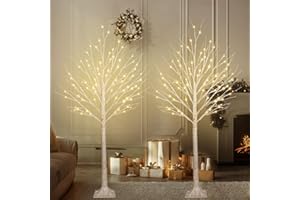BHCLIGHT Christmas Decorations Indoor, 2Pack 5FT Birch Tree with 200LED Lights, Fairy Light Spirit Tree for Christmas Decor, Warm White Lighted Birch Tree with Timer Function for Home Christmas Decorations